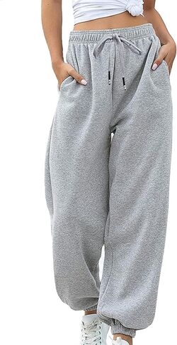 Sweatpants for Teen Girls Baggy High Waisted Cinch Bottom Sweatpants Yoga Workout Joggers Cute Sweats Pants with Pockets in Kuwait