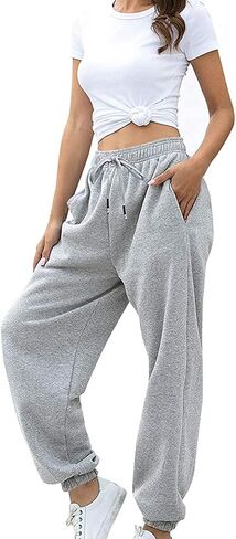 Sweatpants for Teen Girls Baggy High Waisted Cinch Bottom Sweatpants Yoga Workout Joggers Cute Sweats Pants with Pockets in Kuwait