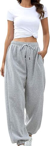 Sweatpants for Teen Girls Baggy High Waisted Cinch Bottom Sweatpants Yoga Workout Joggers Cute Sweats Pants with Pockets in Kuwait