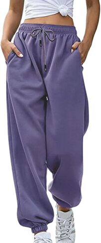Sweatpants for Teen Girls Baggy High Waisted Cinch Bottom Sweatpants Yoga Workout Joggers Cute Sweats Pants with Pockets in Kuwait