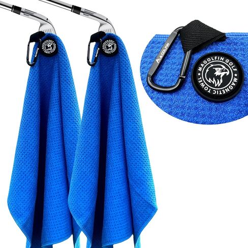 2-Pack Magnetic Golf Towel with Clip, Microfiber Waffle Design - Industrial Strength Magnet for Strong Hold to Golf Bags, Carts & Clubs - Black in Saudi Arabia