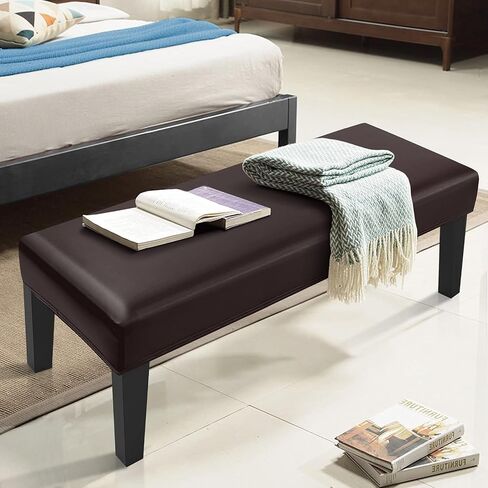 Dining Room Bench Covers, PU Leather Waterproof Upholstered Bench Slipcover, Removable Washable Bench Seat Protectors for Living Room, Bedroom, Kitchen(PU Coffee) in Kuwait