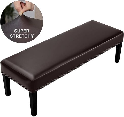 Dining Room Bench Covers, PU Leather Waterproof Upholstered Bench Slipcover, Removable Washable Bench Seat Protectors for Living Room, Bedroom, Kitchen(PU Coffee) in Kuwait