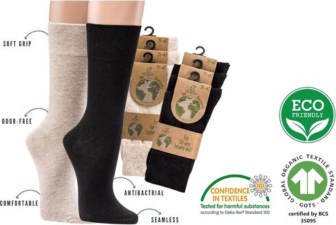 Leo Design 6 Pair Organic Cotton Dress Socks Seamless Socks Men & Women, Soft in Saudi Arabia