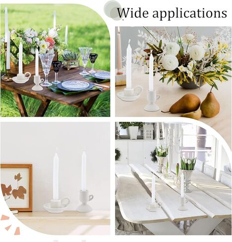 AHANDMAKER 2 Styles Ceramic Taper Candle Holder, Nordic Style Candlestick with Handle, White Porcelain Candlelight Stand, for Home Wedding Party in Saudi Arabia