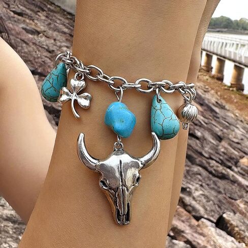 Vintage Turquoise Bangle Bracelet Western Bracelet Bohemian Silver Plated Simple Oval Geometric Beaded Stackable Bracelets for Women Trendy Jewelry Gifts in Kuwait