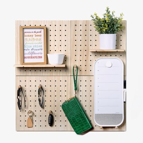 Nerf Display Wall Organizer - Wooden Pegboard Storage Holder for Mounting Nerf Guns & Gel Blasters, 4 Piece Rack W/Bag for Darts in Saudi Arabia
