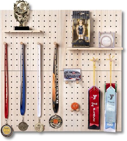 Nerf Display Wall Organizer - Wooden Pegboard Storage Holder for Mounting Nerf Guns & Gel Blasters, 4 Piece Rack W/Bag for Darts in Saudi Arabia