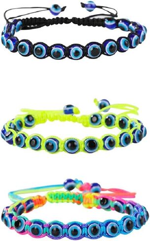 COLORFUL BLING 3/6 Pcs Set Evil Eye Bracelet 6 Color Braided Evil Eye Anklet Bracelets Nazar Amulet/Hamsa/Good Luck Bracelet Mal De Ojo Bracelets Indie/Y2k/Miraculous Jewelry Gifts for Women in Saudi Arabia