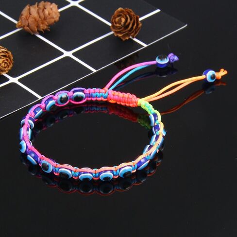 COLORFUL BLING 3/6 Pcs Set Evil Eye Bracelet 6 Color Braided Evil Eye Anklet Bracelets Nazar Amulet/Hamsa/Good Luck Bracelet Mal De Ojo Bracelets Indie/Y2k/Miraculous Jewelry Gifts for Women in Saudi Arabia