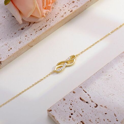 Ankle Bracelets for Women Gold Chain 14K Gold Plated Infinity Anklet Dainty Anklets for Women Waterproof Adjustable Link Anklet Set Beach Summer Simple Foot Anklets for Girls in Saudi Arabia
