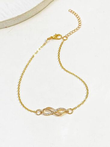 Ankle Bracelets for Women Gold Chain 14K Gold Plated Infinity Anklet Dainty Anklets for Women Waterproof Adjustable Link Anklet Set Beach Summer Simple Foot Anklets for Girls in Saudi Arabia