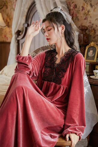 ملابس نوم نسائية فيكتورية عتيقة بأكمام طويلة من الصوف، بيجامة نوم، فستان صالة in Kuwait