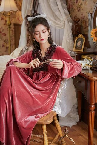 ملابس نوم نسائية فيكتورية عتيقة بأكمام طويلة من الصوف، بيجامة نوم، فستان صالة in Kuwait