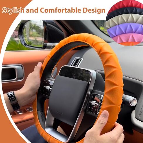 Silicone Steering Wheel Covers Black 12.6-15 inch Non-Slip Car Steering Wheel Cover for Women Men Well Grip Universal Fit for Most Cars, SUV, Pick-up Trucks in Saudi Arabia