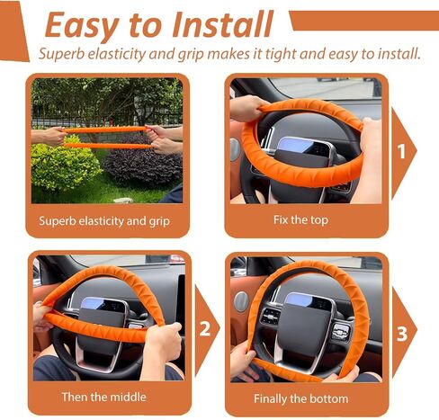Silicone Steering Wheel Covers Black 12.6-15 inch Non-Slip Car Steering Wheel Cover for Women Men Well Grip Universal Fit for Most Cars, SUV, Pick-up Trucks in Saudi Arabia