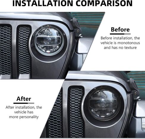 Smoked Headlight Cover, Front Head Light Lamp Trim Guard Compatible with Jeep Wrangler JL & Gladiator JT 2018-2023, Smoked Black in Kuwait