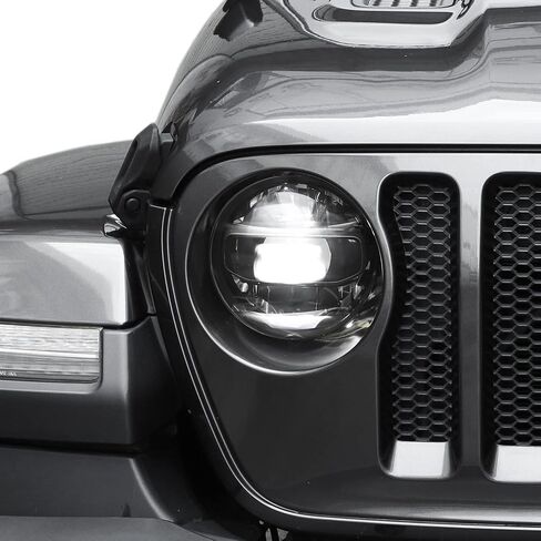 Smoked Headlight Cover, Front Head Light Lamp Trim Guard Compatible with Jeep Wrangler JL & Gladiator JT 2018-2023, Smoked Black in Kuwait