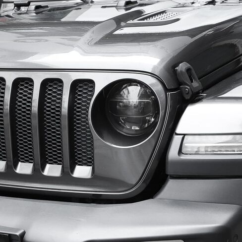 Smoked Headlight Cover, Front Head Light Lamp Trim Guard Compatible with Jeep Wrangler JL & Gladiator JT 2018-2023, Smoked Black in Kuwait