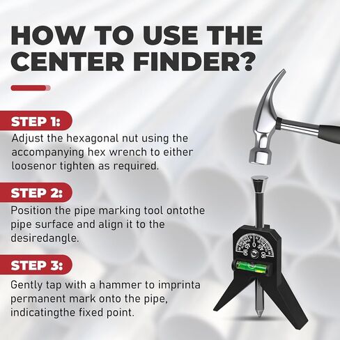 2024 New Upgraded Pipe Center Finder Matte Black, Pipefitter Tools With Centering Head, Measure Pipe Diameter Over 1/2" & up With 4" Y-Type Base and Adjustable Dial Bubble Protractor in Kuwait