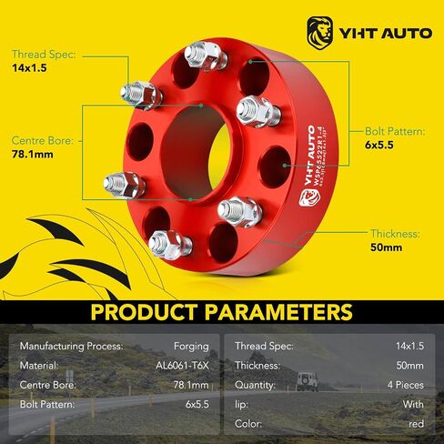 YHTAUTO 6x5.5 Hubcentric Wheel Spacers 1.25 inch Fits Chevrolet Tahoe, Suburban, GMC Yukon, Cadillac Models, Forged 6x139.7mm Tire Spacers 32mm with M14x1.5 Studs 78.1mm Hub Bore 4Pcs, Black in Saudi Arabia