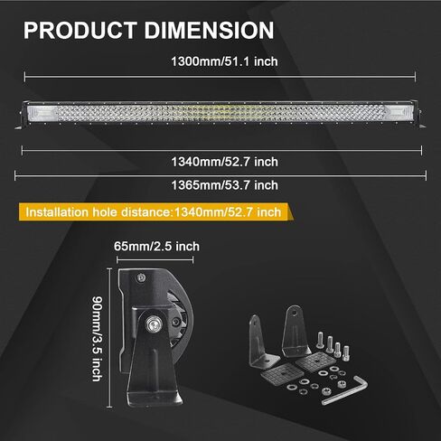 Willpower 52 Inch 675W LED Light Bar 12V 24V Spot Flood Combo Beam Driving Lights IP67 Waterproof Work Fog Lamps for 4X4 Offroad Truck Car SUV ATV Vehicle Boat Lighting with Wire Harness in Saudi Arabia