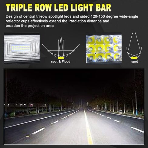Willpower 52 Inch 675W LED Light Bar 12V 24V Spot Flood Combo Beam Driving Lights IP67 Waterproof Work Fog Lamps for 4X4 Offroad Truck Car SUV ATV Vehicle Boat Lighting with Wire Harness in Saudi Arabia