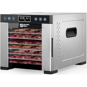 Magic Mill Food Dehydrator Machine | 7 Stainless Steel Trays | Dryer for Jerky, Dog Treats, Herb, Meat, Beef, Fruit | Keep Warm Function, Digital Timer and Temperature Control, Equipped Safety Over-Heat Protection, ETL Approved - (MFD-7070, 7 Stainless St