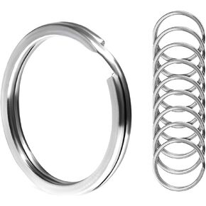 Stainless Steel Keyrings,Round Key Rings for Flat Keychains for Home Car Office Keys Attachment (10Pack Silver2.0-28mm)