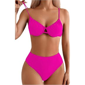 SOLY HUX Bikini Sets for Women Ruched Underwire Swimsuit Two Piece Bathing Suits