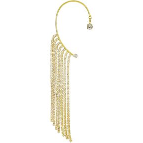 Rheinstone Tassel Earrings for Women Shining C-shaped Ear Hook Earrings Long Fringe Cuff Earring Wrap Earring Jewelry