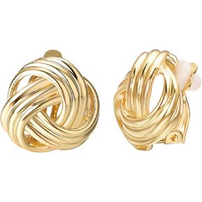 Gold Knot Clip on Earrings for Women 18K Gold Plated Clip Earrings Non Pierced Jewelry