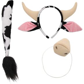 elope Cow Ears and Horns Headband, Nose and Tail Costume Kit for adults and kids