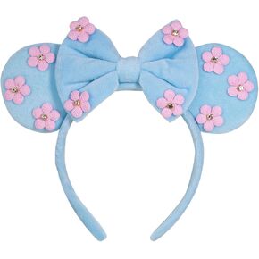 CHuangQi Mouse Ears Headband with Bow Double-sided Sequins Hairband for Mouse Themed Birthday Party Cosplay Decoration