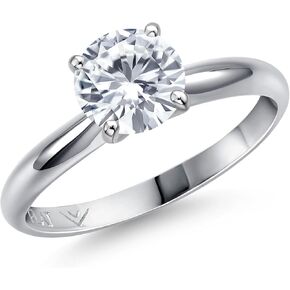 Gem Stone King 950 Platinum Moissanite Engagement Ring For Women | 1.20 Cttw | Round 7MM | Gemstone Birthstone | Available in Size 5,6,7,8,9