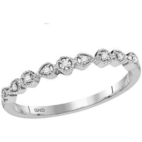 10K White Gold Womens Round Diamond Stackable 1/20 Cttw For Womens Engagement Wedding Anniversary Ring Band
