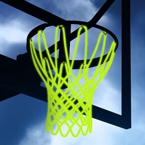 Glow in The Dark Basketball Net Outdoor,Heavy Duty Basketball Net Replacement - All Weather Anti Whip.12 Loops Standard Size Night Basketball Sports Gift for Pool Sports School