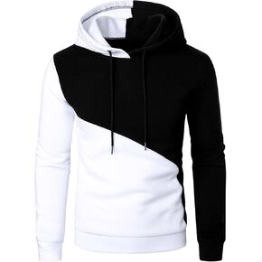 Men's Color Block Drawstring Hoodie Long Sleeve Hooded Sweatshirts Casual Fall Pullover Tops