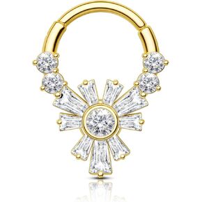 COCHARM Dainty Flower Septum Rings 16G 8MM Septum Jewelry Dainty Helix Daith Earrings for Women Sparkly Helix Daith Piercing Jewelry Stainless Steel