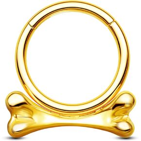 Jewseen Septum Ring 16g Septum Jewelry Gold Cartilage Piercing Bone Helix Daith Earring Surgical Steel Conch Piercing Jewelry for Women Men Halloween Day