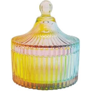 Luxury Colorful Glass Candy Box with Lid Jewelry Boxes Trinket Candy Storage Jar Food Jar Container Wedding Kitchen Storage Jar