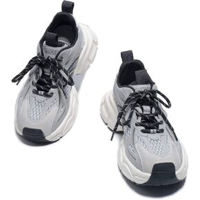 Womens Chunky Sneakers, Fashion Comfortable Round-Toe Sneakers for Women, Leather Lace Up Casual Platform Shoes, Comfortable Tennis Runnig Shoes