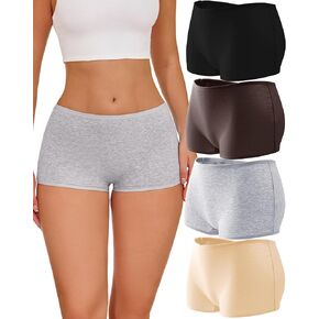ROSYCORAL Boy Shorts Underwear for Women Cotton Panties Mid Rise Undies Full Coverage Boxers Briefs Boyshort 4 Pack S-XXL