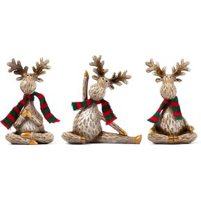 Moose Statue Home Decor.Yoga Decor Set Of 3.Collectable meditation table home decoration Figurines.Moose Figurines For Christmas Gift.Handmade Home Decoration For Living Room. Bring dignity to family.
