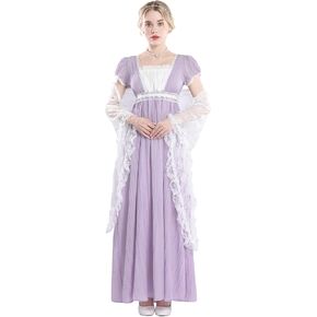 FCCAM Regency Dresses for Women Empire Waist Dress Victorian Ball Gown 1800s Regency Era Dress