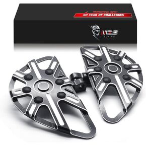 MZS Motorcycle Floorboards, Touring Foot Pegs Male Mount Footboards Black Skeleton Compatible with Electra Glide | Road Glide | Street Glide | Road King | Dyna | Softail | Sportster | V Rod