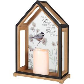 Carson 14" "Wings were Ready Memorial Lantern - Chickadee Flameless Candle Lantern Sympathy Gift for Funeral