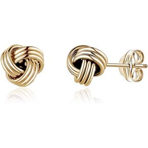 Massete Love Knot Earrings - 14k Women's Gold Earrings, Elegant Stud Earrings for Women, Girls, Teens - Classic 5mm Yellow Gold Earrings