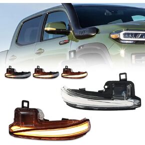 Sequential LED Side Mirror Turn Signal Lights for Toyota Tacoma 2016-2023, RAV4 XA50 2019-2024, Highlander XU70 2020-2024, RAV4 Smoked Lens Side Mirror Lights, Amber Turn Signal Lamps, 2 PCS