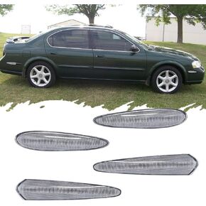For 2000 2003 Nissan Maxima Front Rear Bumper side marker lights Smoked lens White Led